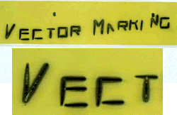 Vector marking on a painted metal, with the focused beam.